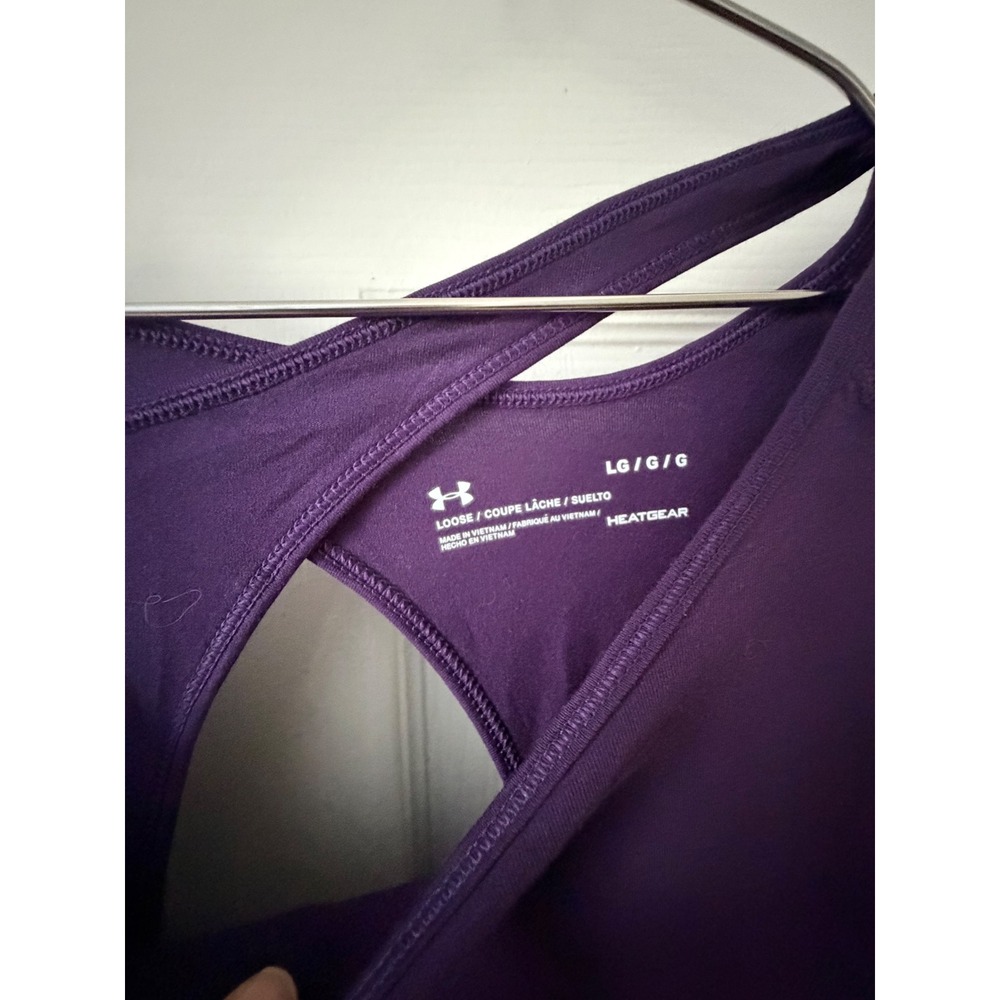 Under Armour HeatGear Long Sleeve Open Back Training Top Purple Womens Large - Picture 2 of 4